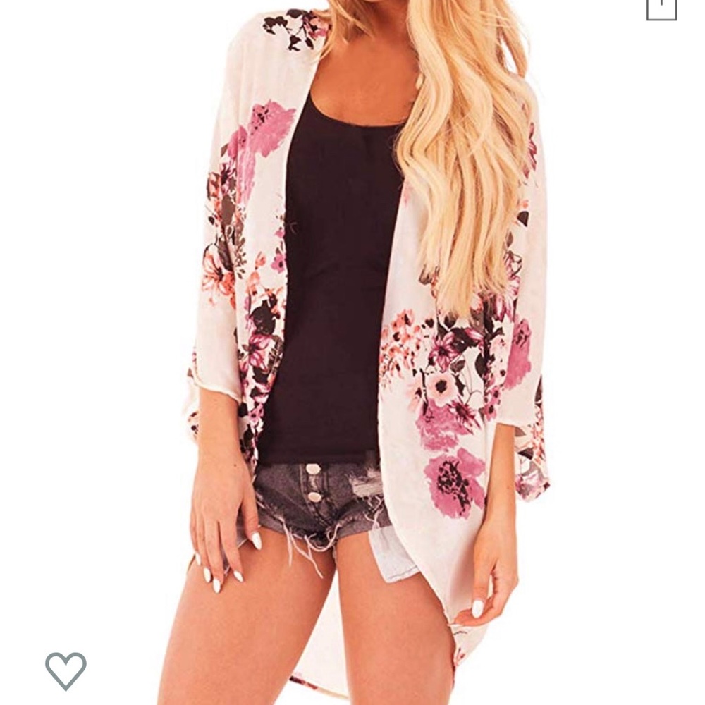 Finoceans shear cover up cardigan kimono lg floral